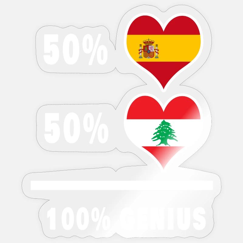 Lebanon and Spain genius / gift - Sticker size S (10 x 10 cm) - transparent glossy