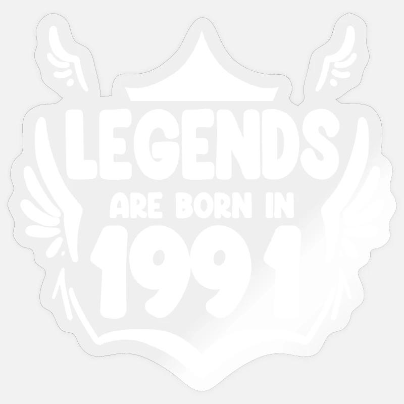 1991 - Né en 1991 - Sticker taille S (10 x 10 cm) - brillant transparent