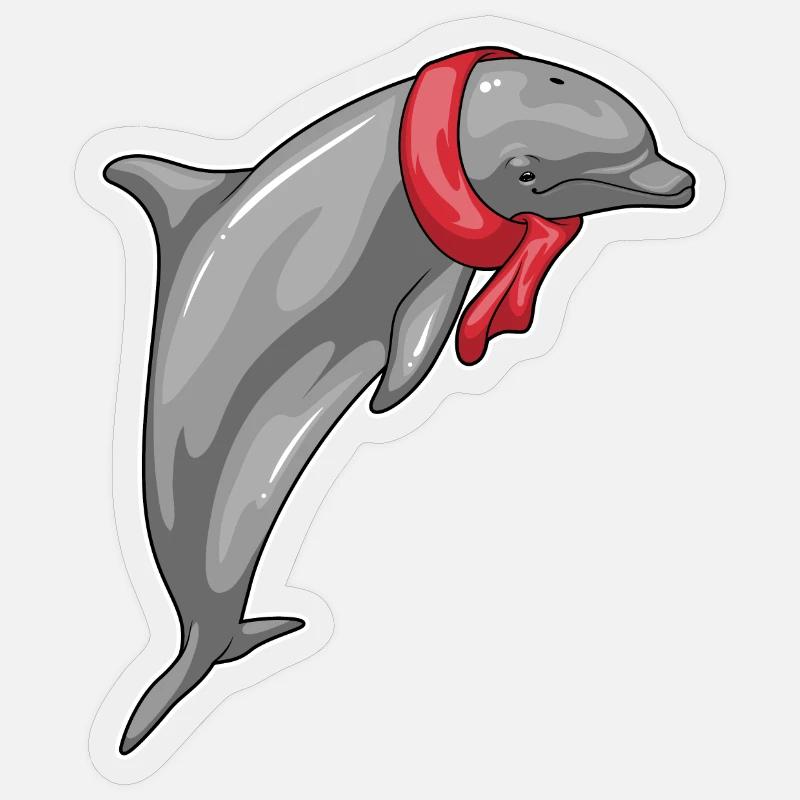 Foulard dauphin - Sticker taille S (10 x 10 cm) - brillant transparent