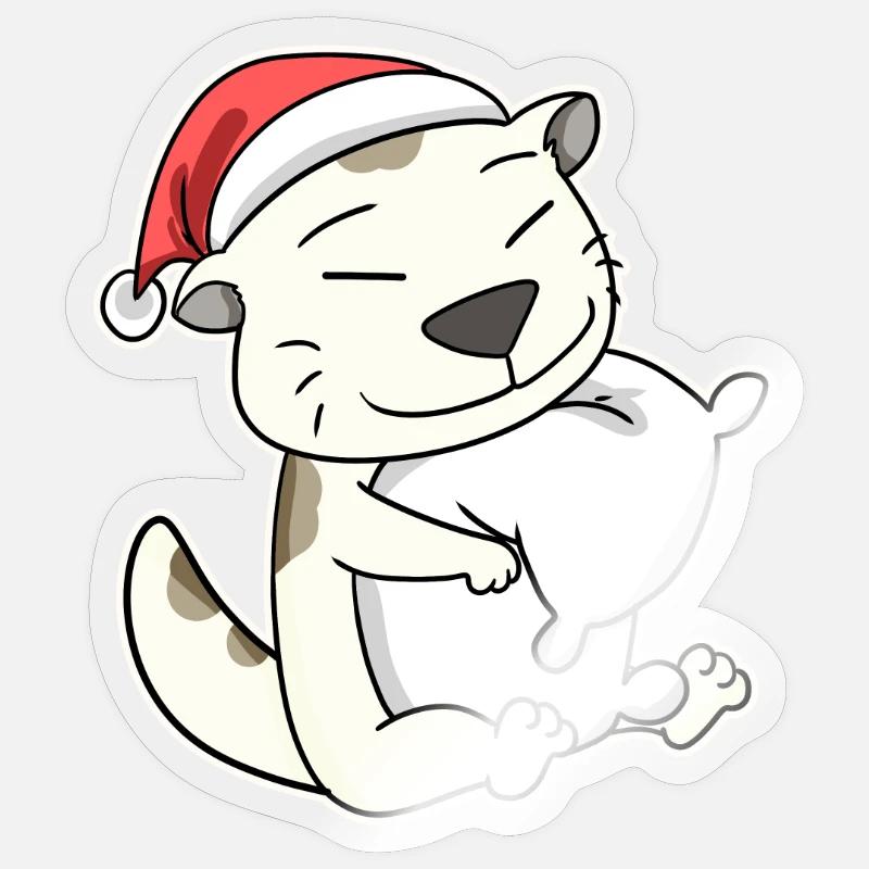 Devon Rex Katze Weihnachten Schlafen Müde - Sticker Größe S (10 x 10 cm) - Transparent glänzend