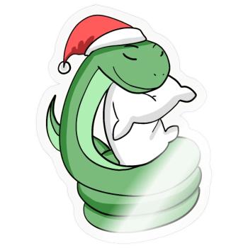 Schlange Weihnachten Schlafen Schlaf Ausschlafen - Sticker Größe S (10 x 10 cm) - Transparent glänzend - Vorne