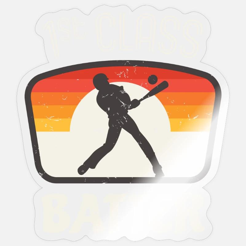 First Class Batter Baseball Player Retro Sticker size S (10 x 10 cm)