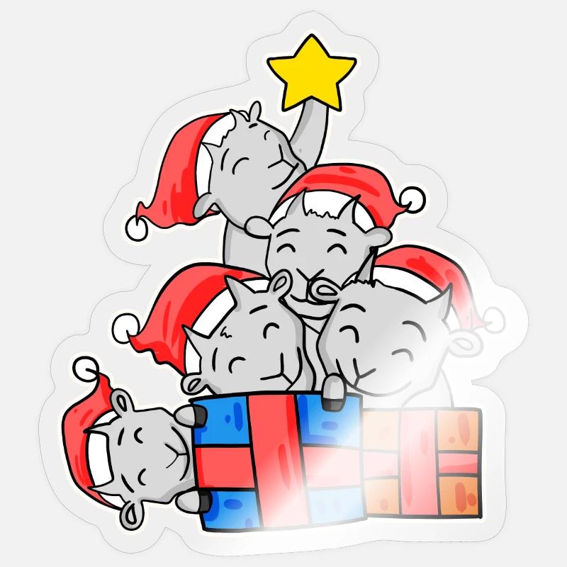 Chèvres Arbre de Noël Chèvre - Sticker taille S (10 x 10 cm) - brillant transparent