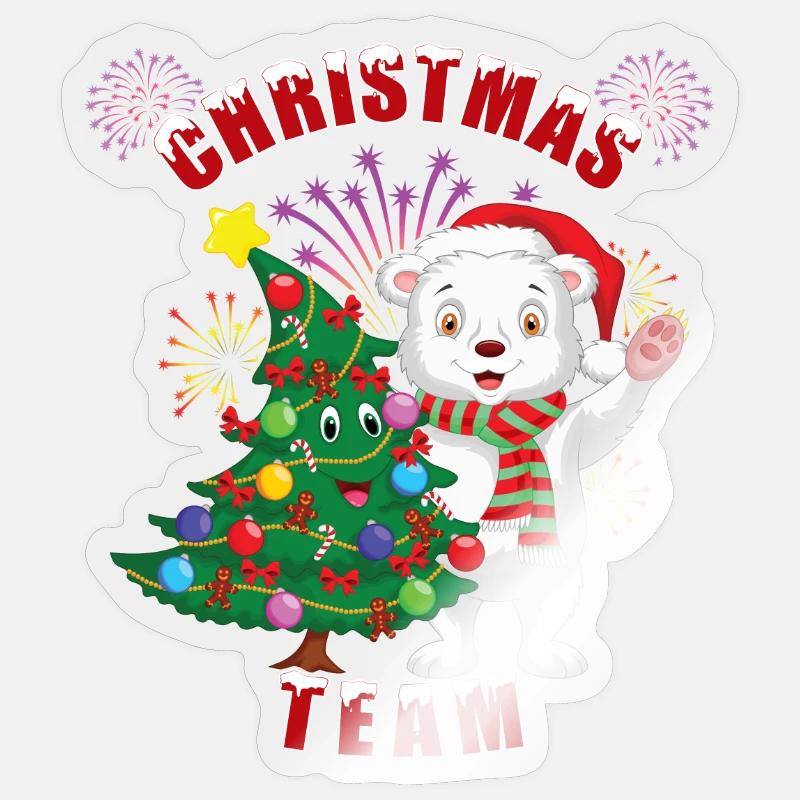 Weihnachtliches Eisbärchen mit Weihnachtsbaum - Sticker Größe S (10 x 10 cm) - Transparent glänzend
