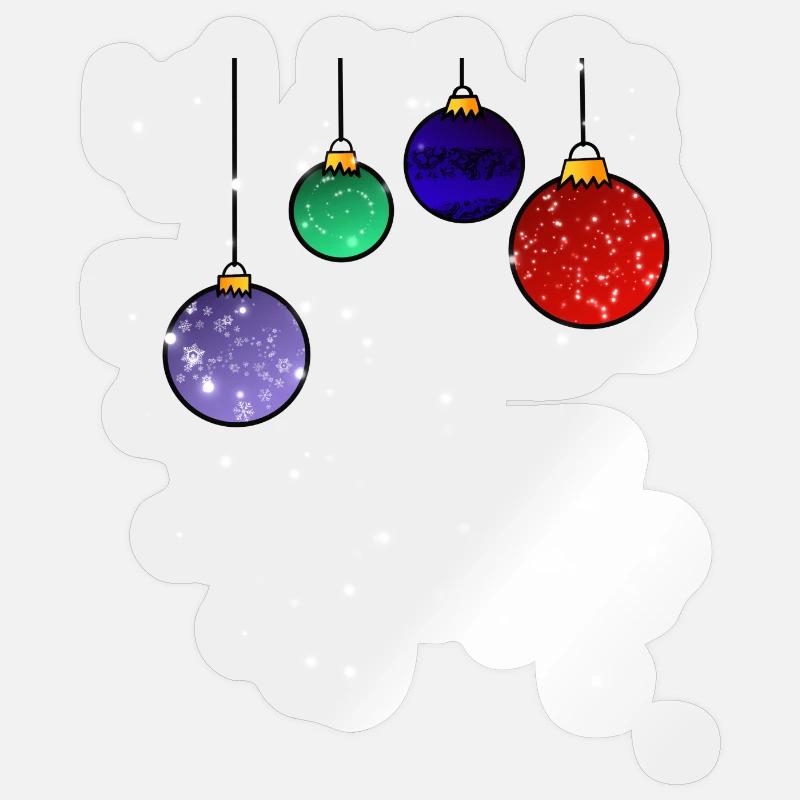 Christbaumkugeln mit Schneeflocken - Sticker Größe S (10 x 10 cm) - Transparent glänzend