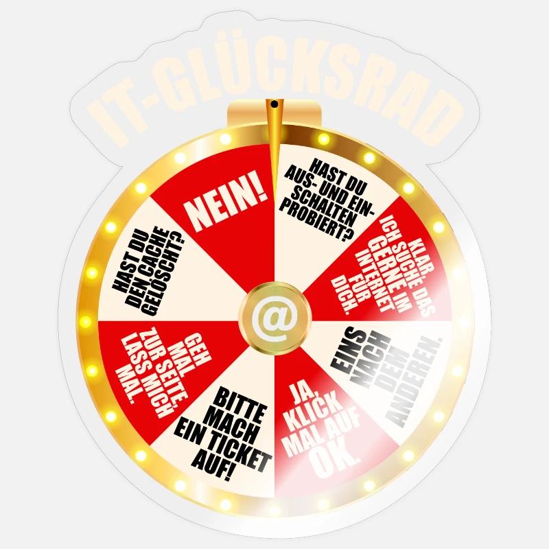 IT Support Glücksrad Service Desk IT Helpdesk Nerd Sticker Größe S (10 x 10 cm)