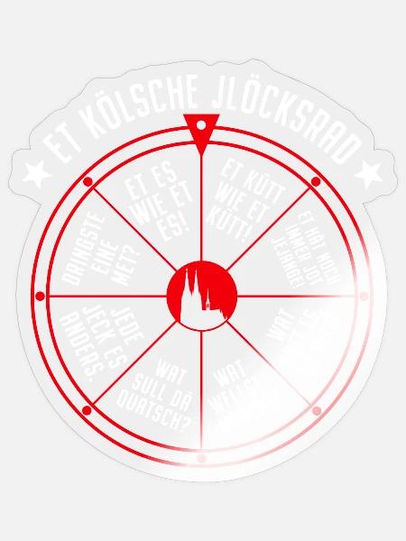 Köln Glücksrad Et Kölsche Jlöcksrad Et Kütt Kölner - Sticker Größe S (10 x 10 cm) - Transparent glänzend