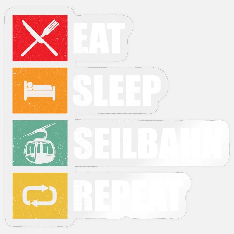 Téléphérique - manger dormir seilbahn répéter - Sticker taille S (10 x 10 cm) - brillant transparent
