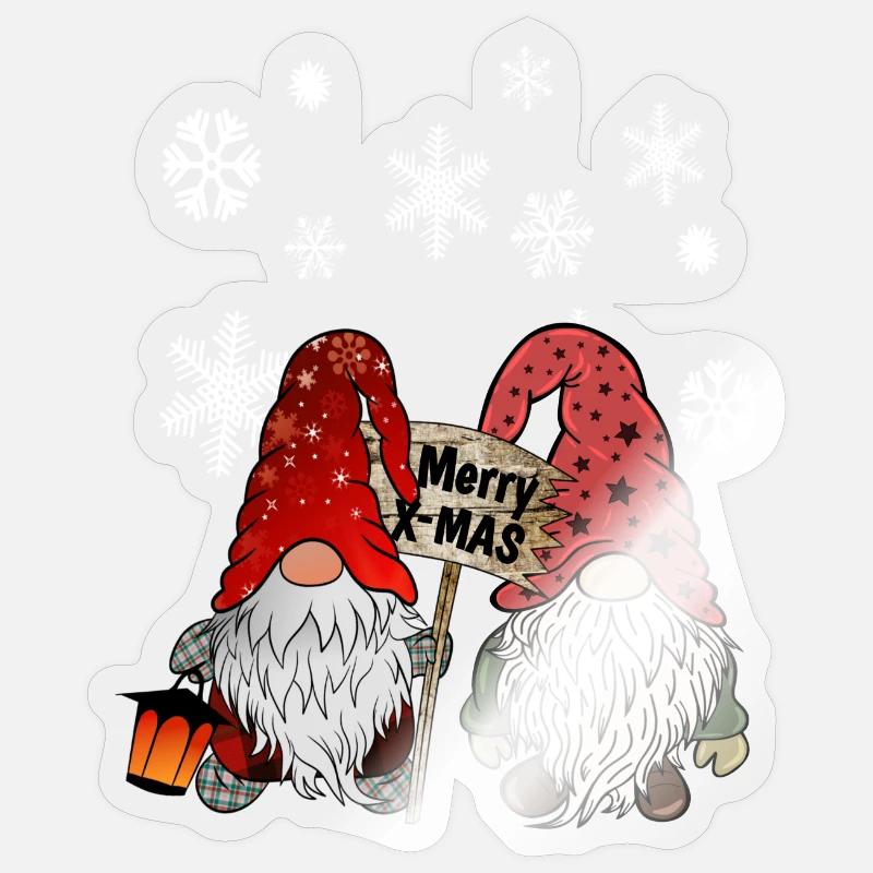 Gnom Weihnachts Wichtel mit Schneeflocken - Sticker Größe S (10 x 10 cm) - Transparent glänzend