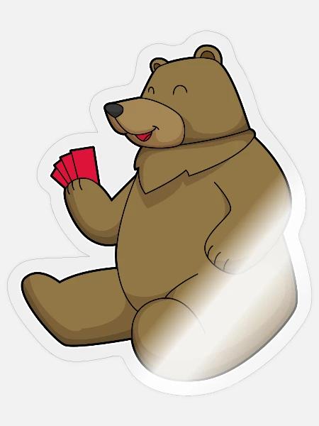 Bär Poker Pokerkarten - Sticker Größe S (10 x 10 cm) - Transparent glänzend