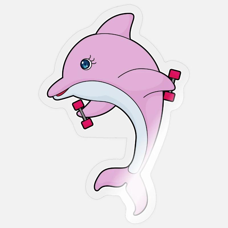 Dolphin Bodybuilder Dumbbells Bodybuilding - Sticker taille S (10 x 10 cm) - brillant transparent