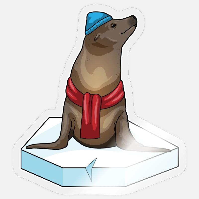Seehund Eisscholle - Sticker Größe S (10 x 10 cm) - Transparent glänzend