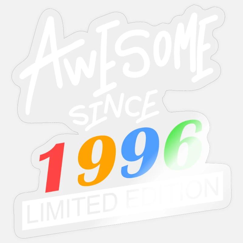 1996 - Né 1996 - Année de naissance 1996 - Sticker taille S (10 x 10 cm) - brillant transparent