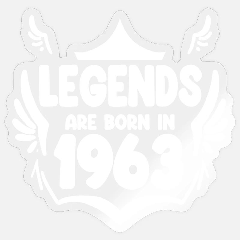 1963 - Né 1963 - Année de naissance 1963 - Sticker taille S (10 x 10 cm) - brillant transparent