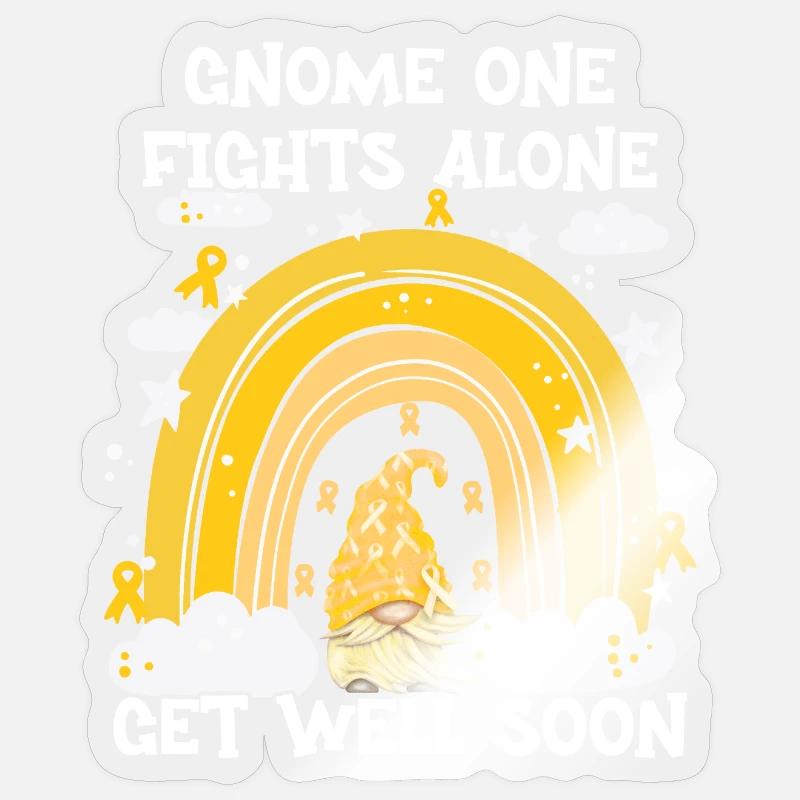 Gnome One Fights Alone Sarkomkrebs - Sticker Größe S (10 x 10 cm) - Transparent glänzend