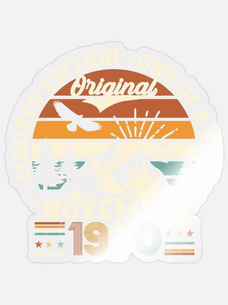 Original November 1970 52. Geburtstag Geschenk - Sticker Größe S (10 x 10 cm) - Transparent glänzend