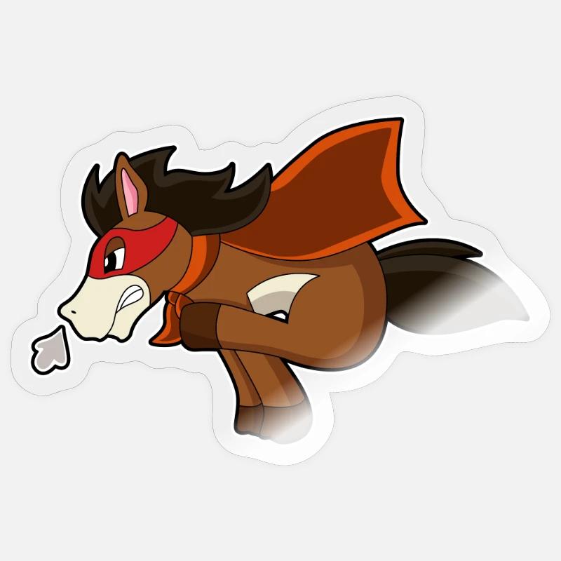 Pferd Superheld Umhang - Sticker Größe S (10 x 10 cm) - Transparent glänzend