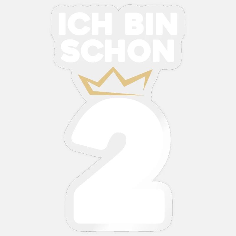 2 Geburtstag - 2 Jahre mit Krone - Sticker Größe S (10 x 10 cm) - Transparent glänzend