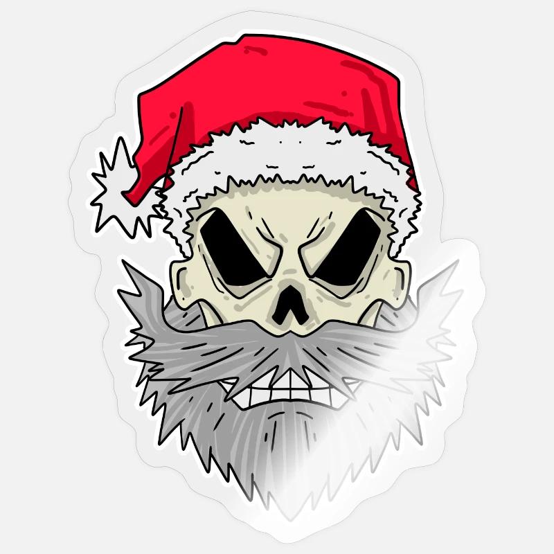 Weihnachtsmann Totenkopf - Sticker Größe S (10 x 10 cm) - Transparent glänzend
