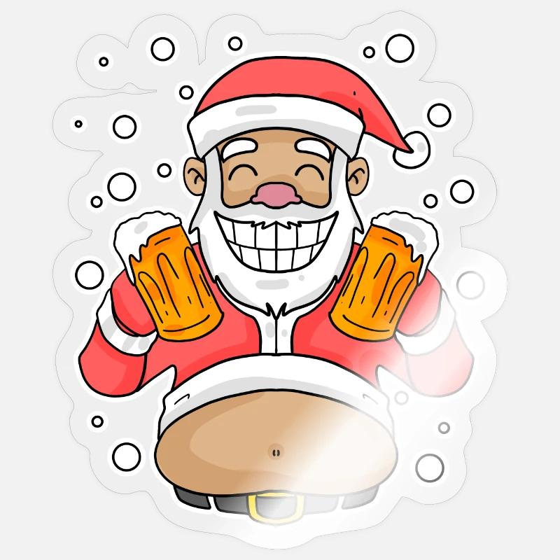 Weichmachten Bier Weihnachtsmann - Sticker Größe S (10 x 10 cm) - Transparent glänzend