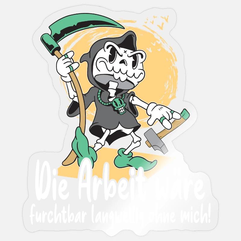 Sensenmann mit Werkzeug - Sticker Größe S (10 x 10 cm) - Transparent glänzend