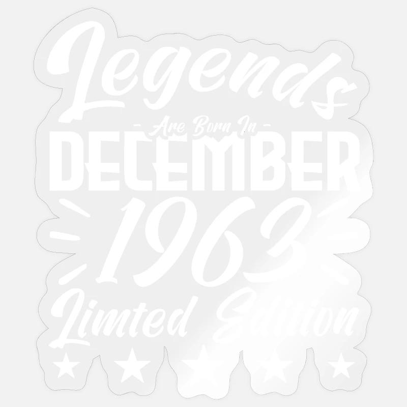 Jubiläumsgeschenk, Legenden werden im DEZEMBER 1963 geboren - Sticker Größe S (10 x 10 cm) - Transparent glänzend