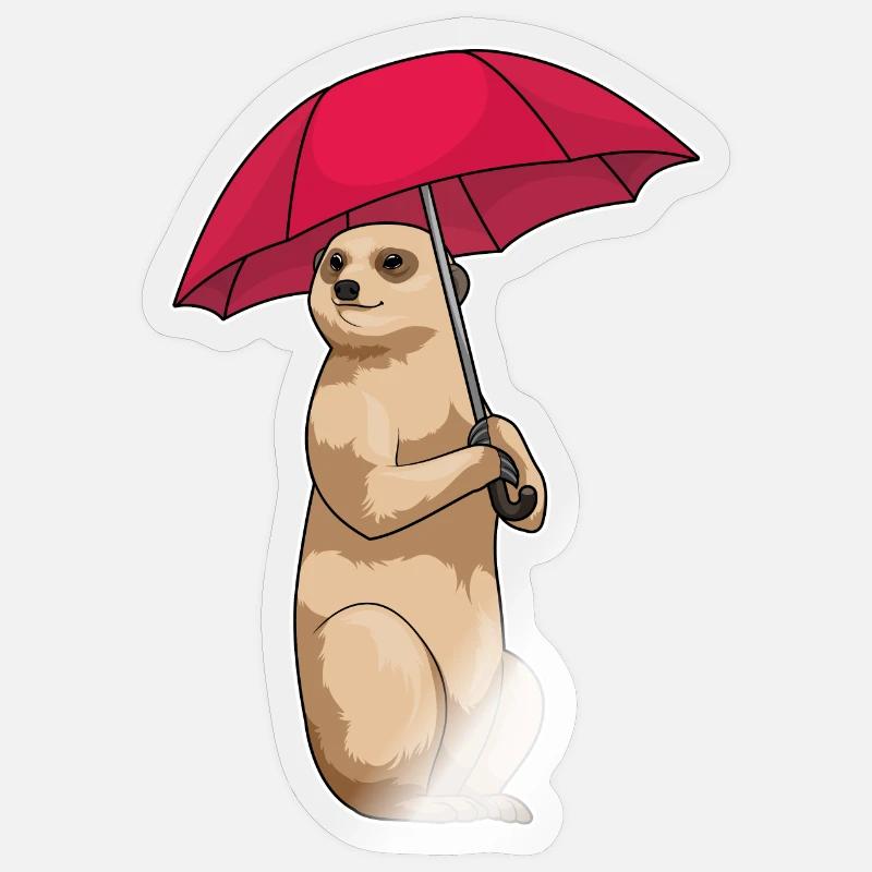 Parapluie suricate - Sticker taille S (10 x 10 cm) - brillant transparent