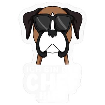 Hund Deutscher Boxer Cool Chef - Sticker Größe S (10 x 10 cm) - Transparent glänzend - Vorne