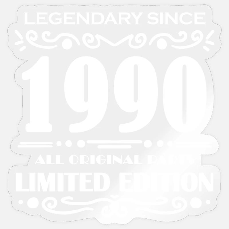 1990 - Année de construction 1990 - Né en 1990 - Sticker taille S (10 x 10 cm) - brillant transparent