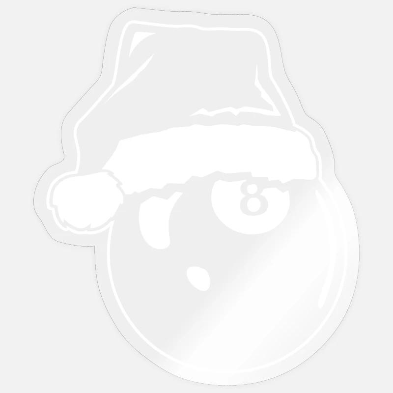Bal de billard de Noël - Sticker taille S (10 x 10 cm) - brillant transparent