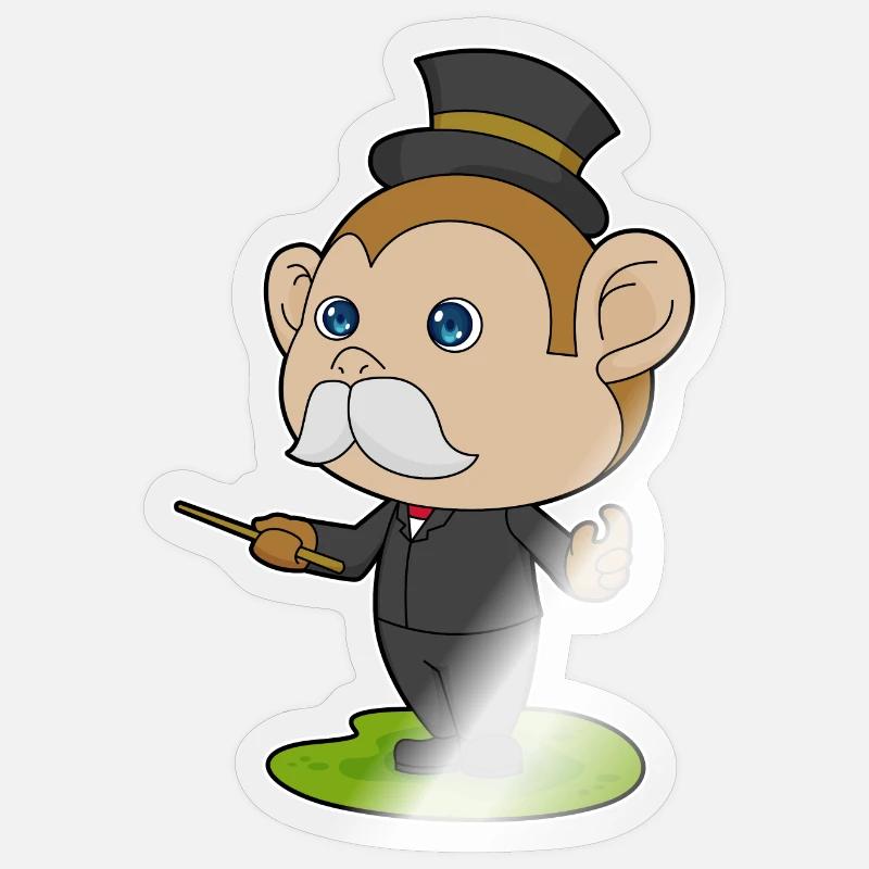Monkey Wizard Wand - Sticker size S (10 x 10 cm) - transparent glossy