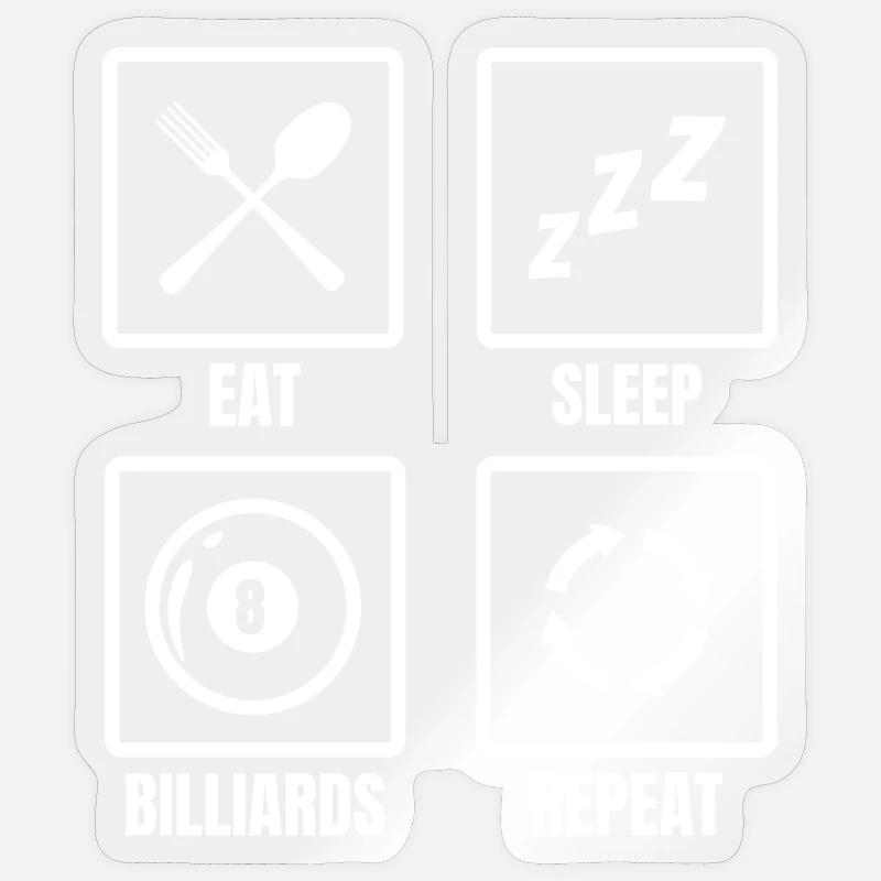 Eat Sleep Billiards Repeat - Sticker Größe S (10 x 10 cm) - Transparent glänzend