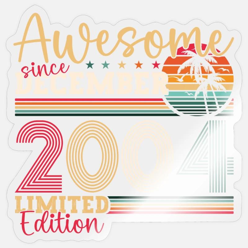 Original Dezember 2004 18. Geburtstag Geschenk - Sticker Größe S (10 x 10 cm) - Transparent glänzend