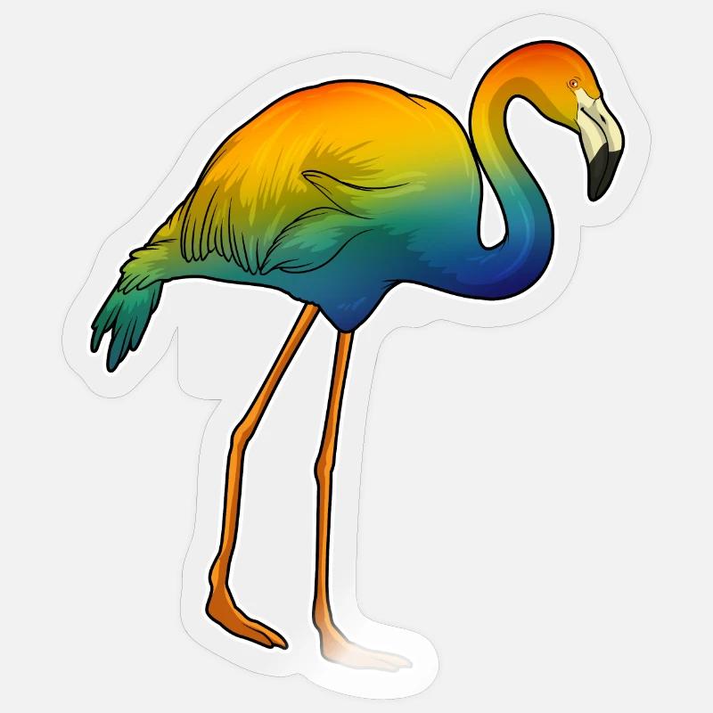 Flamingo Regenbogen - Sticker Größe S (10 x 10 cm) - Transparent glänzend