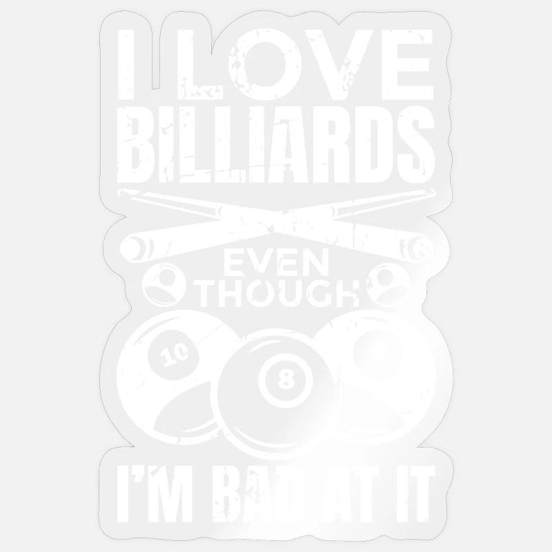 J’adore le billard - Sticker taille S (10 x 10 cm) - brillant transparent