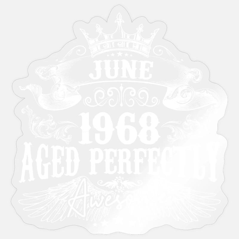 1968 | Juni 1968 Geburtstag Perfekt gealtert - Sticker Größe S (10 x 10 cm) - Transparent glänzend