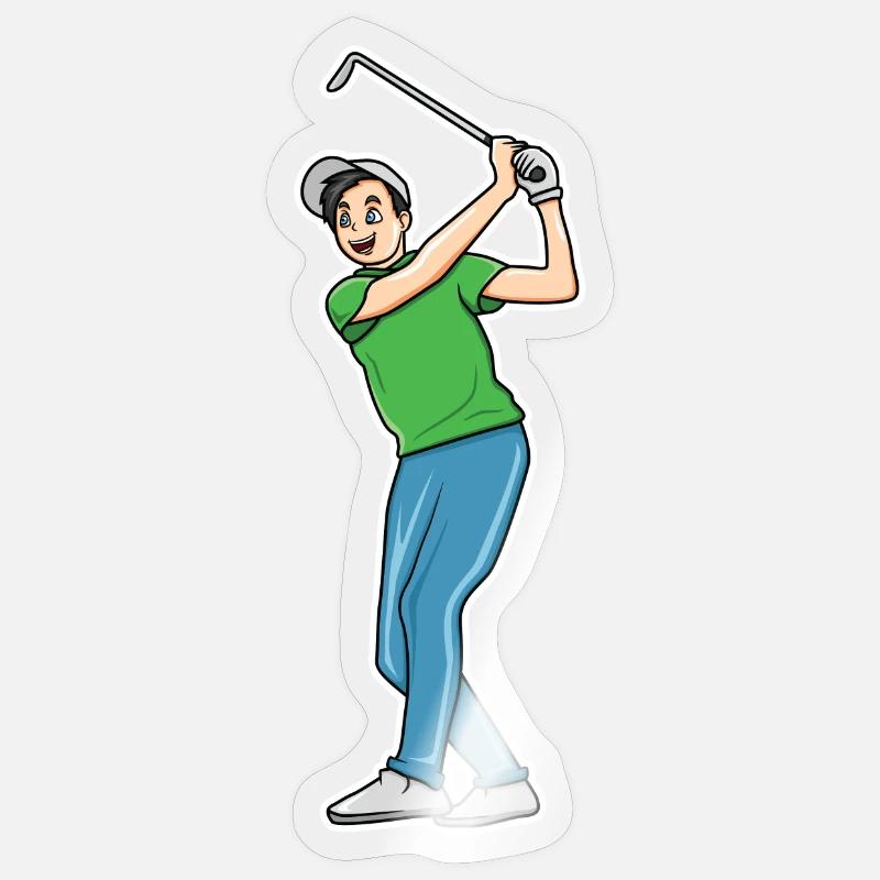 Dessin animé Golf - Sticker taille S (10 x 10 cm) - brillant transparent