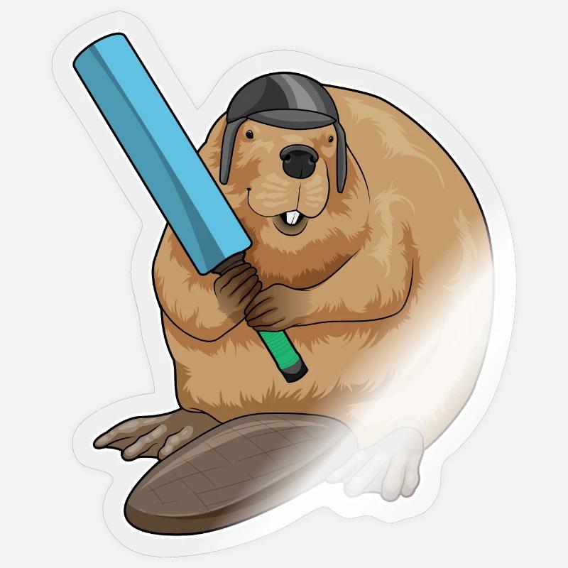 Beaver Cricket Cricket Bat - Sticker taille S (10 x 10 cm) - brillant transparent