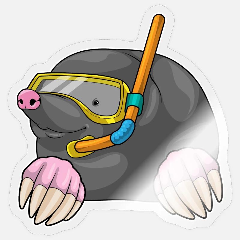 Mole Diver Snorkel - Sticker taille S (10 x 10 cm) - brillant transparent