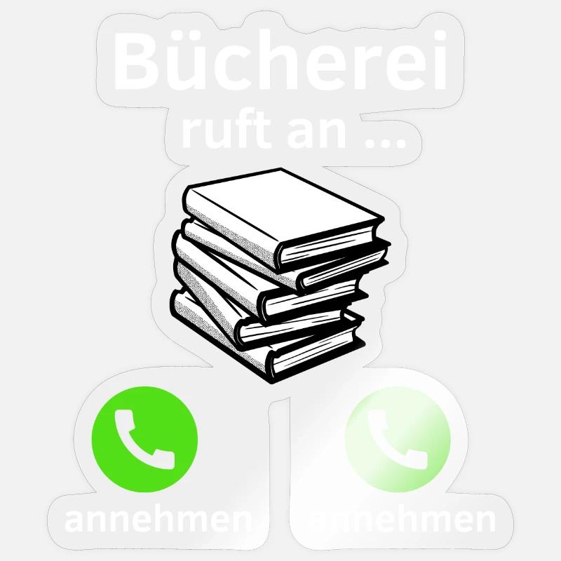 Bücherei ruft an - annehmen oder annehmen? Sticker Größe S (10 x 10 cm)