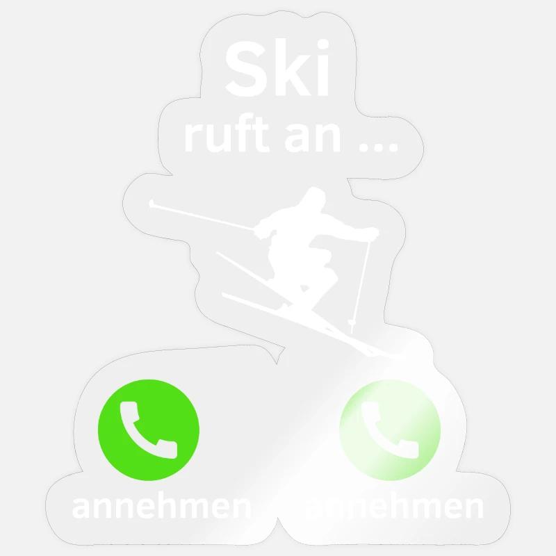 Ski ruft an - annehmen oder annehmen? - Sticker Größe S (10 x 10 cm) - Transparent glänzend