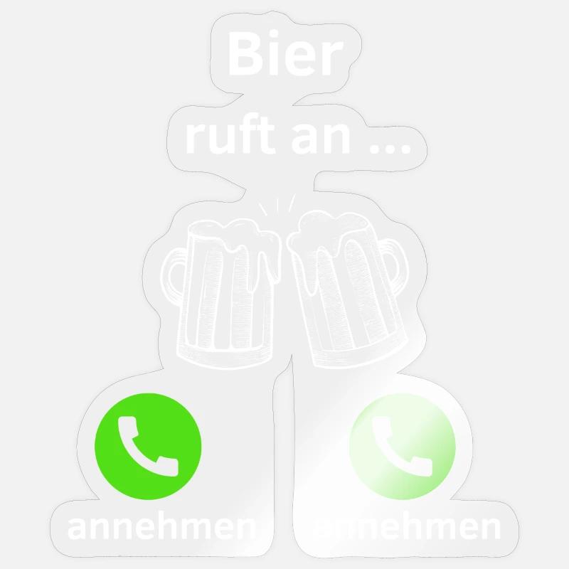 Bier ruft an - annehmen oder annehmen? - Sticker Größe S (10 x 10 cm) - Transparent glänzend