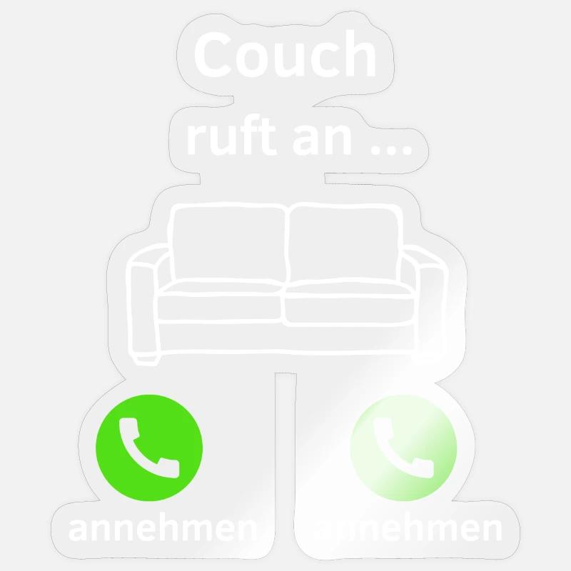 Couch ruft an - annehmen oder annehmen? - Sticker Größe S (10 x 10 cm) - Transparent glänzend