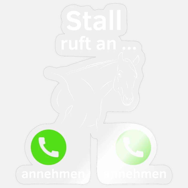 Stall ruft an - annehmen oder annehmen? - Sticker Größe S (10 x 10 cm) - Transparent glänzend