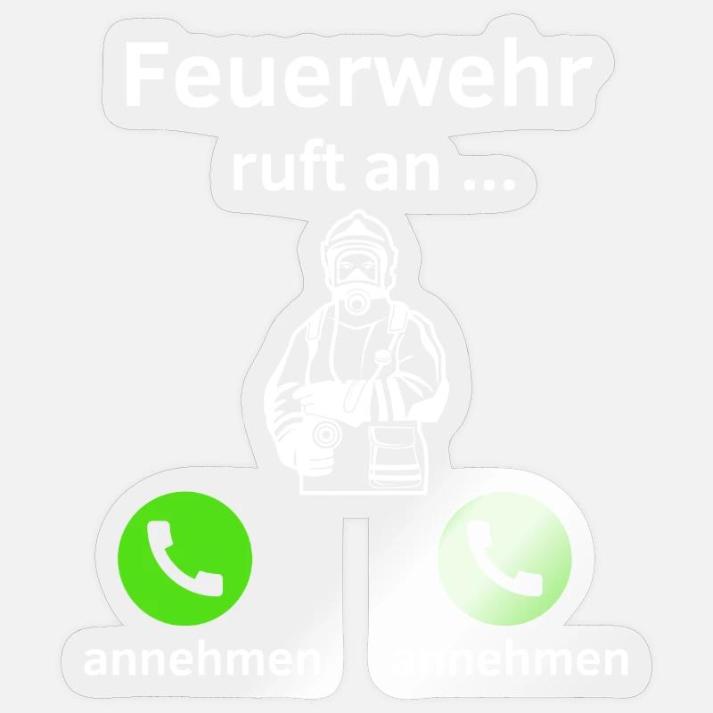 Feuerwehr ruft an - annehmen oder annehmen? - Sticker Größe S (10 x 10 cm) - Transparent glänzend