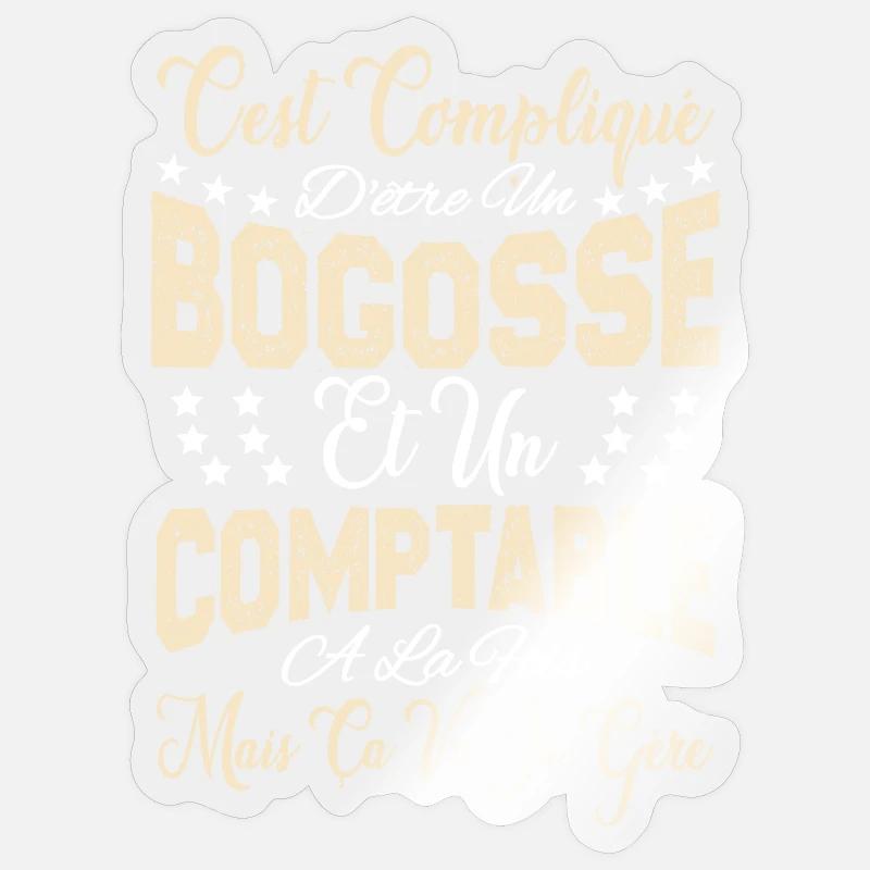 c'est compliqué d'être un Bogosse et un Comptable. - Sticker taille S (10 x 10 cm) - brillant transparent