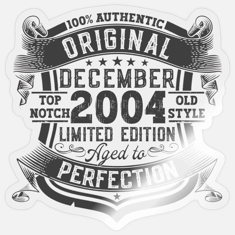 Original Dezember 2004 18. Geburtstag Geschenk - Sticker Größe S (10 x 10 cm) - Transparent glänzend