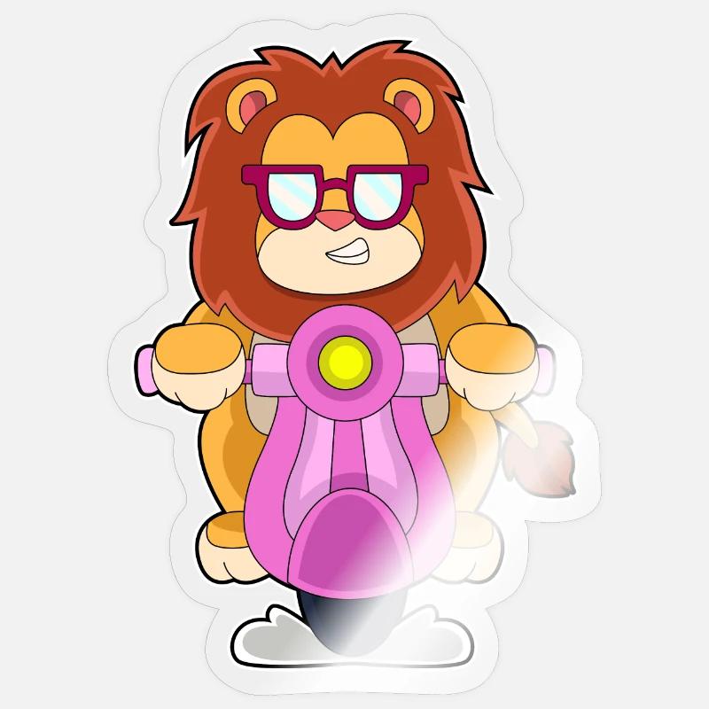 Löwe Motorroller - Sticker Größe S (10 x 10 cm) - Transparent glänzend