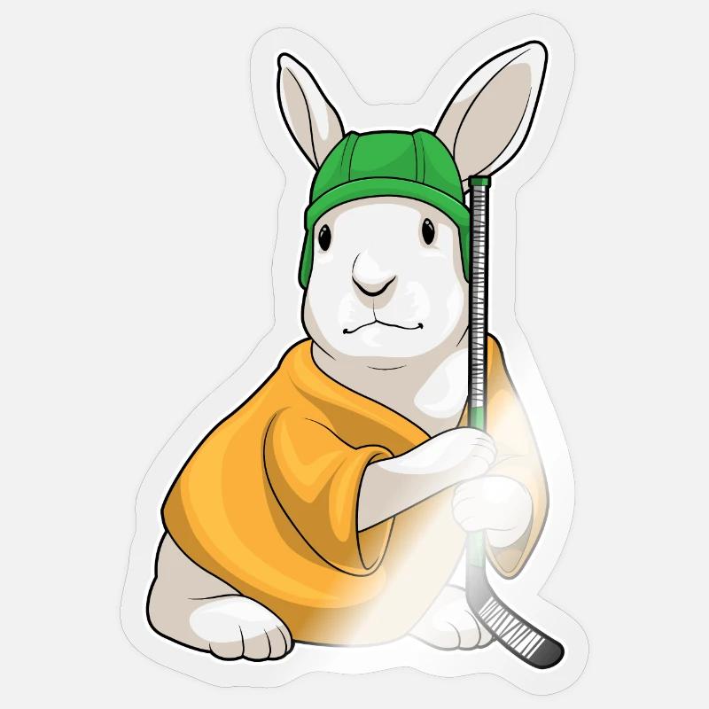 Hase Eishockey Eishockeyschläger - Sticker Größe S (10 x 10 cm) - Transparent glänzend