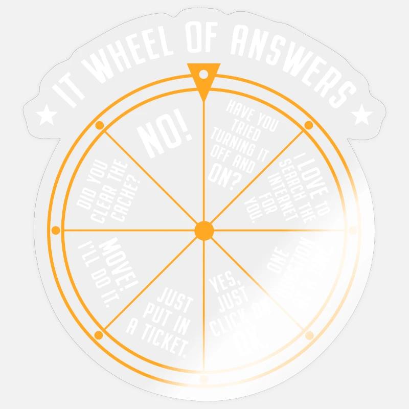 Support informatique Roue de la fortune Service Desk IT Helpdesk Nerd Sticker taille S (10 x 10 cm)